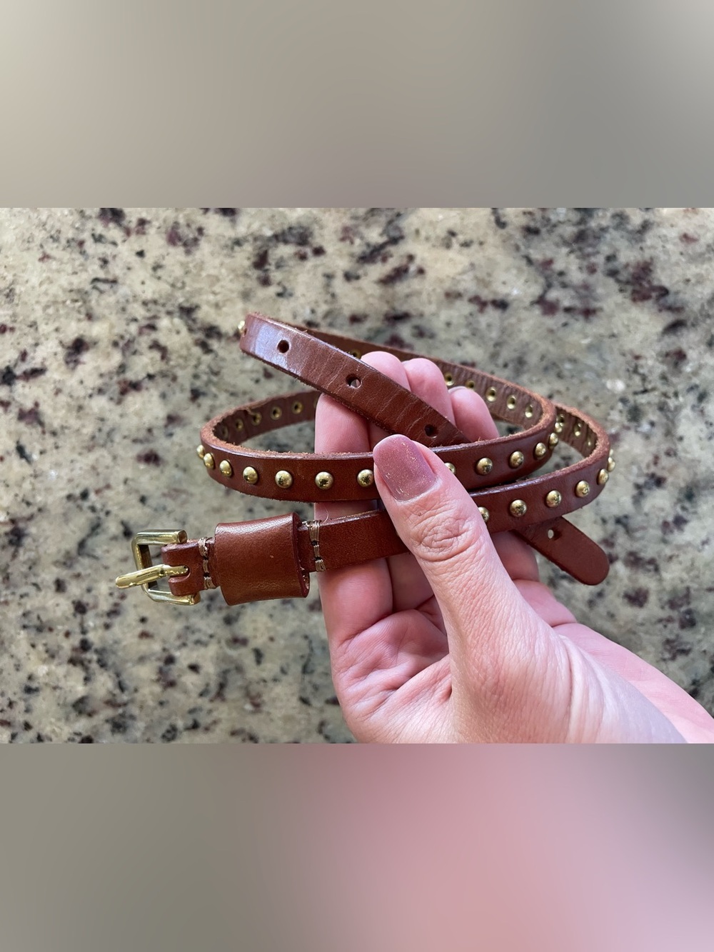 New GAP genuine Leather cognac gold studied belt size S two available